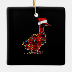 Ornement En Céramique Drôle Canard Noël Rouge clair Panier Correspondanc