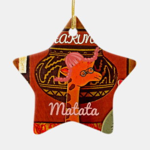 Ornement En Céramique Drôle Giraffe avec texte cool Hakuna Matata