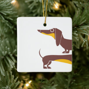 Ornement En Céramique Drôle mignon dachshund pour parent chien long