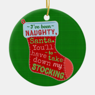 Ornement En Céramique Drôle Noël Naughty Santa Claus Plaisanter