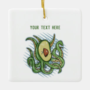 Ornement En Céramique Drôle Octopus Avocado