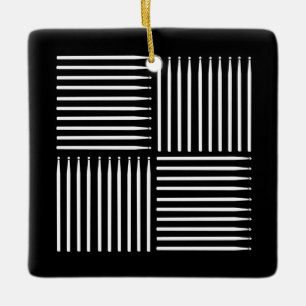 Ornement En Céramique Drum Crosshatch noir