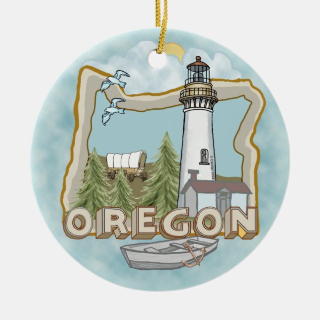 Ornement en céramique du phare d'Oregon (Devant)