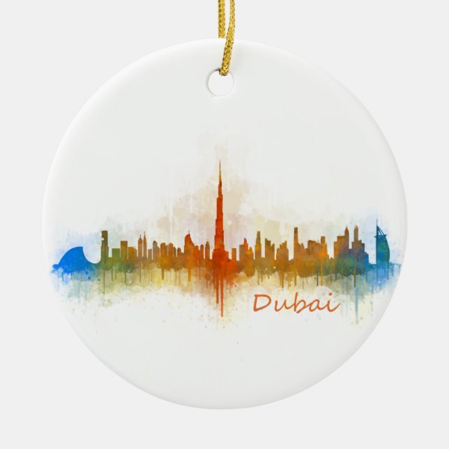 Ornement En Céramique Dubai Skyline Cityscape Emirates v3 (Devant)