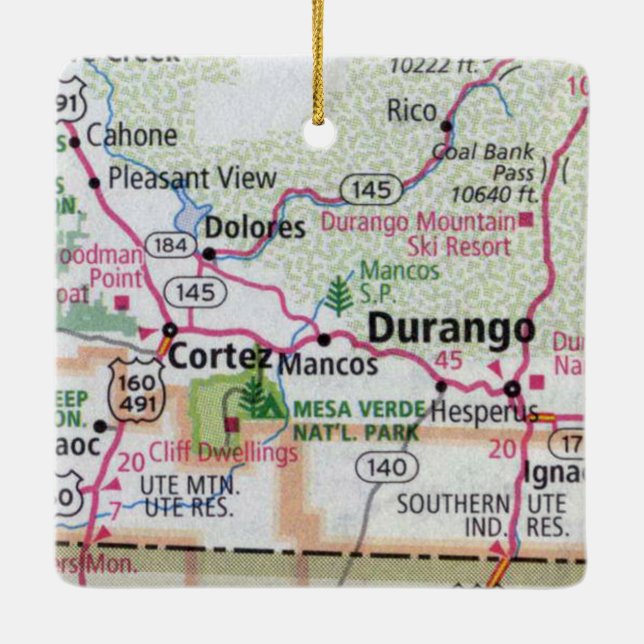 Ornement En Céramique Durango et Cortez CO (Dos)