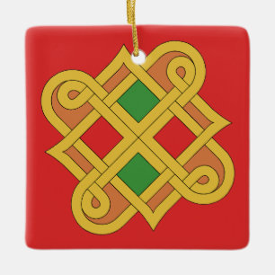 Ornement En Céramique Durrow Knotwork 2016 Rouge et Vert