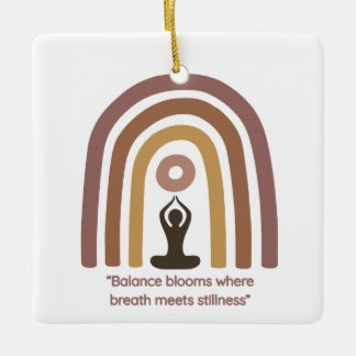 Ornement En Céramique Earth-Toned Mindfulness Rainbow Yoga Design