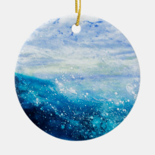 Ornement En Céramique Eau vagues océan bleu turquoise