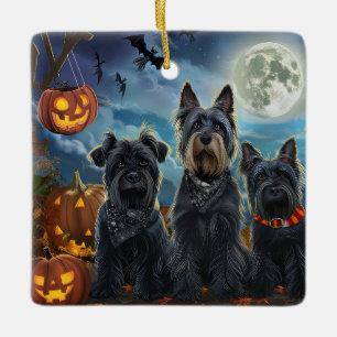 Ornement En Céramique Ecosse Terrier Halloween Éffrayant