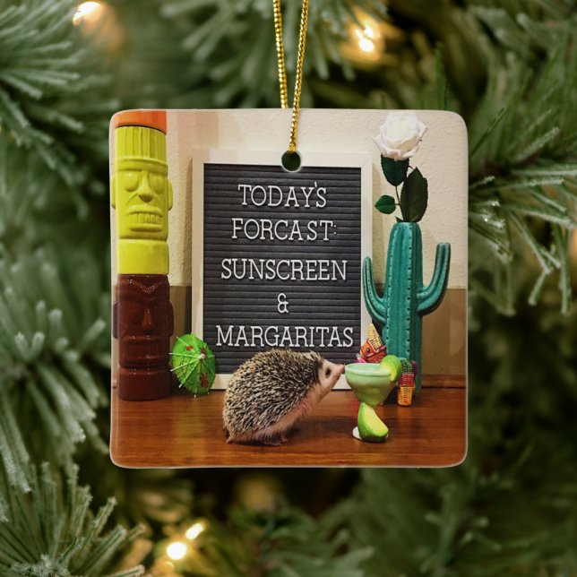 Ornement En Céramique Écran solaire et Margaritas (Arbre)