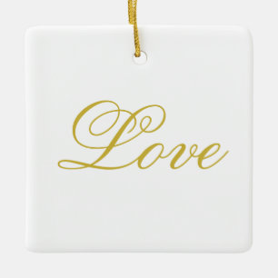Ornement En Céramique Écriture dorée calligraphie mariage amour blanc ro