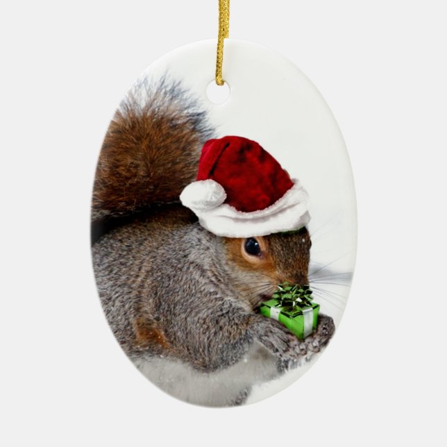 Ornement En Céramique Écureuil de Noël (Devant)