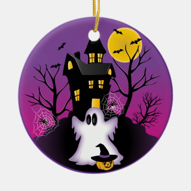 Ornement En Céramique Éffrayant fantôme d'Halloween (Devant)