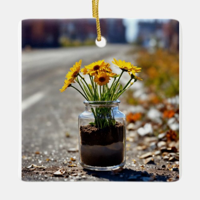 Ornement En Céramique "élégance florale : (Devant)