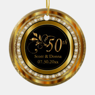 Ornement En Céramique Élégant 50e anniversaire de diamant d'or