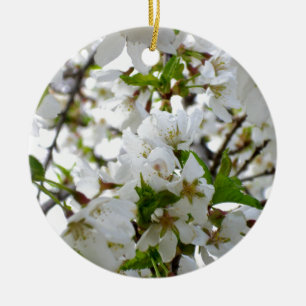Ornement En Céramique Élégant arbre à fleurs blanches en fleurs blanches