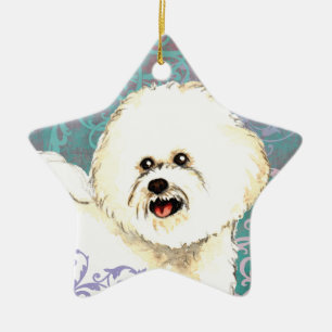 Ornement En Céramique Élégant Bichon Frise