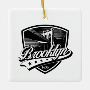 Ornement En Céramique Élégant bouclier de Brooklyn et design Swoosh