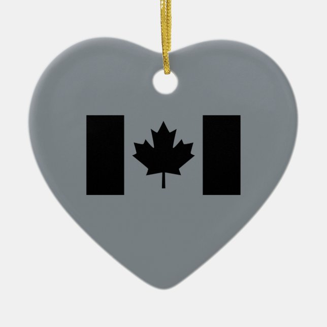Ornement En Céramique Élégant drapeau canadien en noir (Devant)