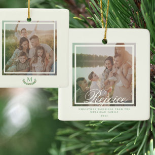 Ornement En Céramique Élégant monogramme de Noël photo Fêtes