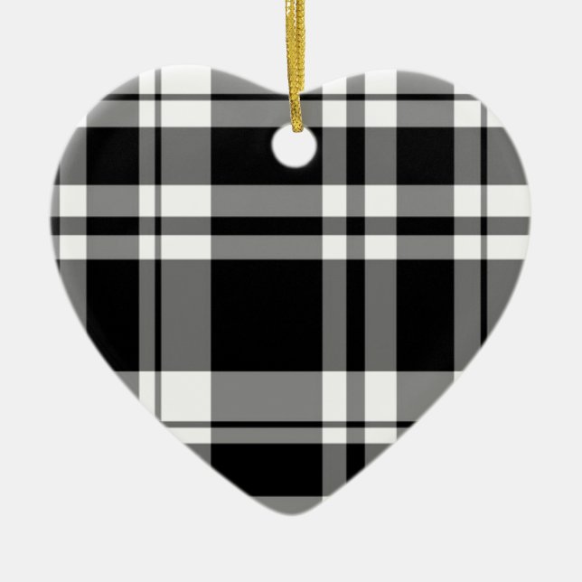 Ornement En Céramique élégant motif en plaid blanc noir (Devant)