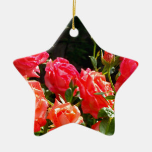 Ornement En Céramique Élégant rose à fleurs rose oranger