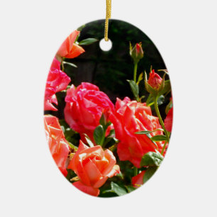 Ornement En Céramique Élégant rose à fleurs rose oranger