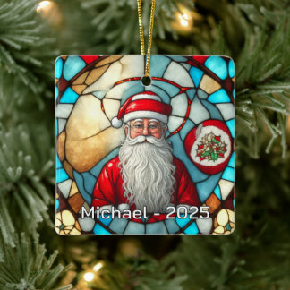 Ornement En Céramique Elegant Santa Portrait