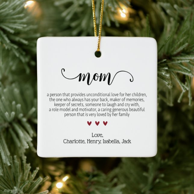 Ornement En Céramique Élégant Script Maman Définition Personnalisé Noël (Arbre)
