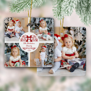 Ornement En Céramique Élégante famille de Noël botanique 5 Photo