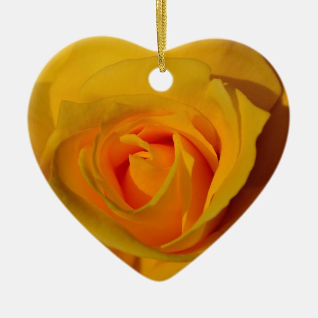 Ornement En Céramique Élégante fleur florale Rose jaune (Devant)