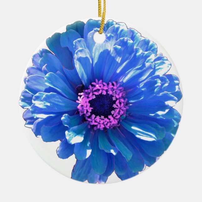 Ornement En Céramique Elégante marguerite bleue florale (Devant)