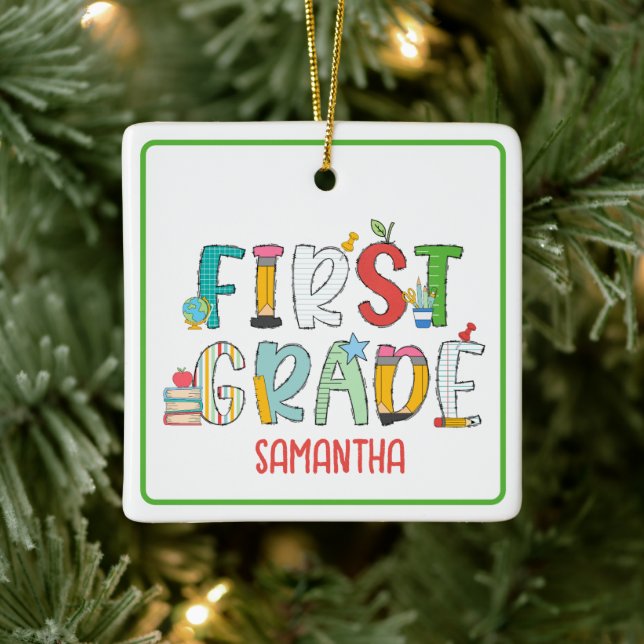 Ornement En Céramique Élément de première année École personnalisée (Arbre)
