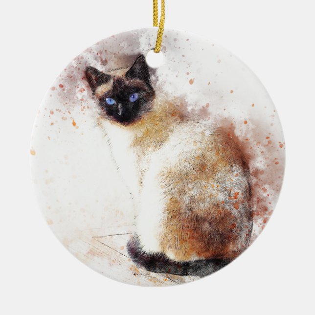 Ornement En Céramique Éléments d'abrégé sur chat siamois (Devant)