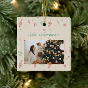 Ornement En Céramique Eléments de Noël minimaux mignons Une photo