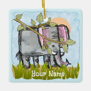 Ornement En Céramique Éléphant se cachant 