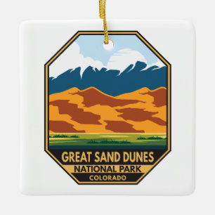 Ornement En Céramique Emblème coloré du parc national des grandes dunes 