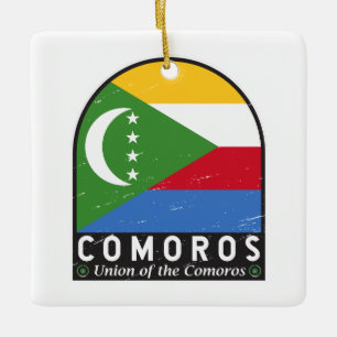 Ornement En Céramique Emblème Drapeau Comores Vintage