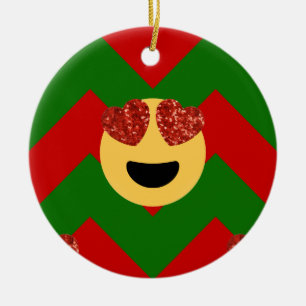 Ornement En Céramique émoticône de coeur de noël