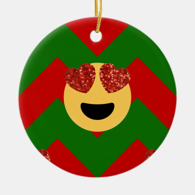 Ornement En Céramique émoticône de coeur de noël (Devant)
