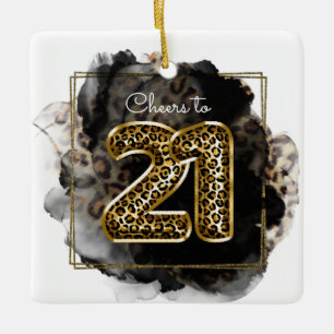 Ornement En Céramique Empreinte de léopard Hip Cheers à 21 Anniversaire 