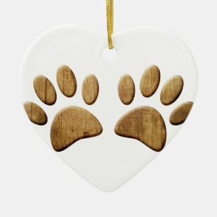 Ornement En Céramique Empreinte de patte de chien de bois