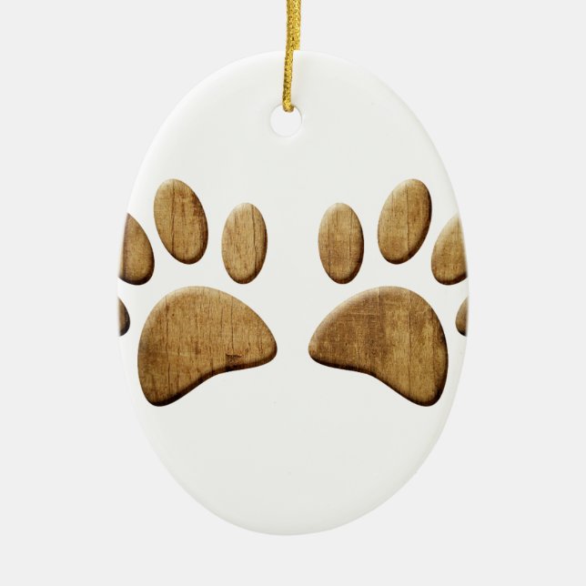 Ornement En Céramique Empreinte de patte de chien de bois (Devant)