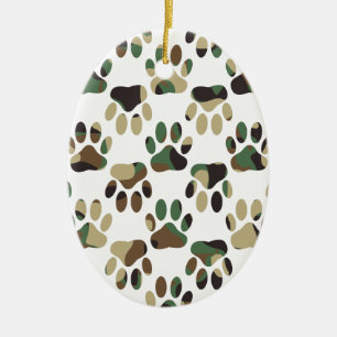 Ornement En Céramique Empreinte de patte de chien Motif Camo