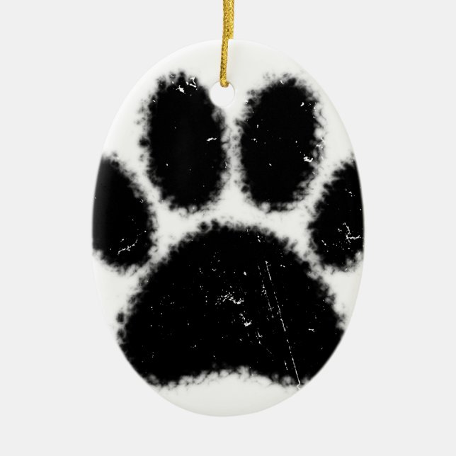 Ornement En Céramique Empreinte de patte De Chien Rough Et Distressed (Devant)