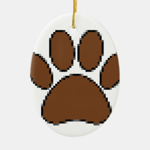 Ornement En Céramique Empreinte de patte Pixel Dog