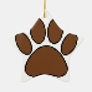 Ornement En Céramique Empreinte de patte Pixel Dog