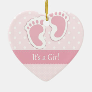Ornement En Céramique Empreintes de Bébé Fille Adorables