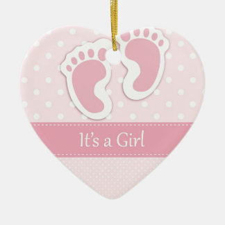 Ornement En Céramique Empreintes de Bébé Fille Adorables