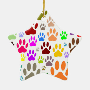 Ornement En Céramique Empreintes de pattes de chiens partout